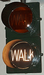 Econolite Bulls-eye Square Door WAIT WALK pedestrian signal