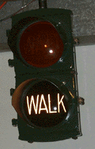 Eaglelux pedestrian signal with WAIT WALK Kopp glass lenses and glass reflectors