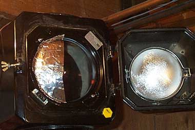 Silver side of 'masking' tape seen in the rear of the light