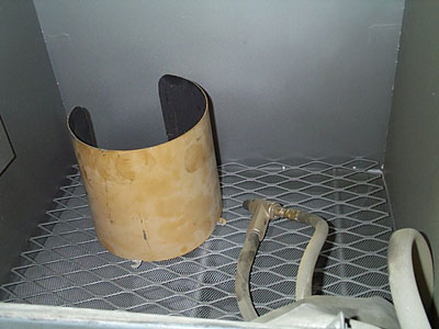visor inside sand blast cabinet